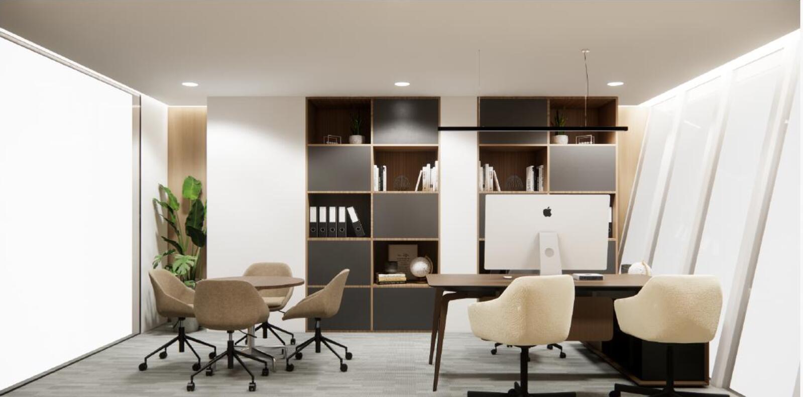 Photorealistic interior 3D office design render by Line and Space Qatar